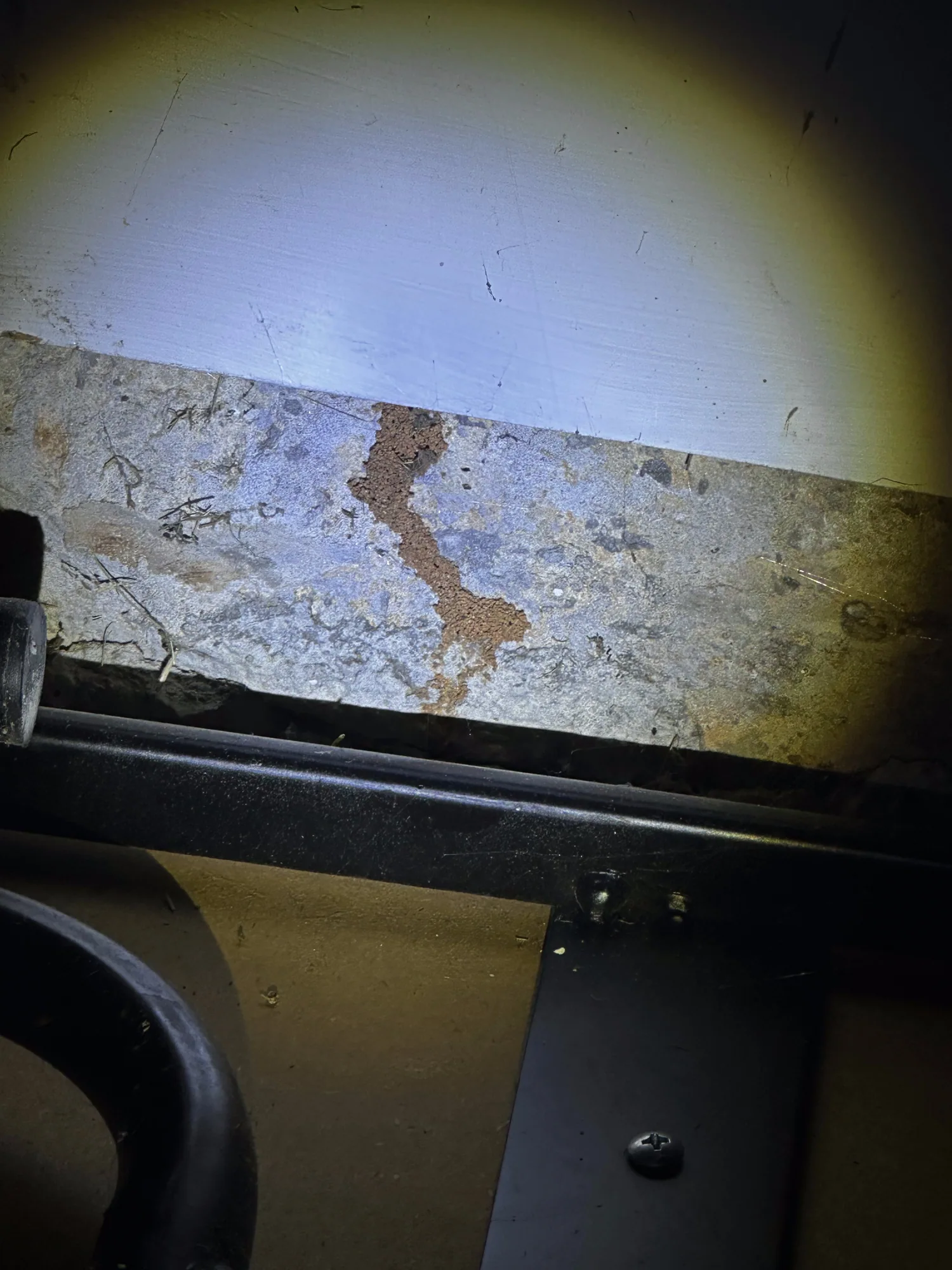 Termite mud tube found during a crawl space inspection